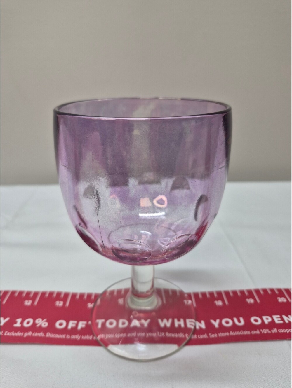 Vintage Purple Glass Goblet with Raised Dot Design J96